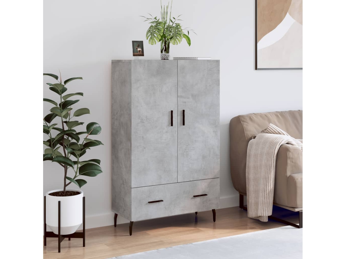 Aparador Alto Madera De Ingeniería Gris Hormigón 69,5x31x115 Cm