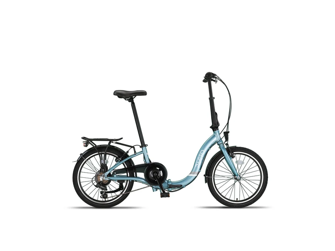Bicicleta Plegable PACTO SIX azul - 6 marchas Shimano - frenos de llanta