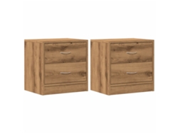 Maison Exclusive - Mesitas Noche 2 Uds Madera Ingeniería Marrón Roble 40x30x40 Cm