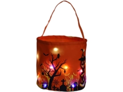 Cesta De Dulces De Halloween Con Luces Led, Bolsa Multiusos Reutilizable Para Niños, Color Naranja.