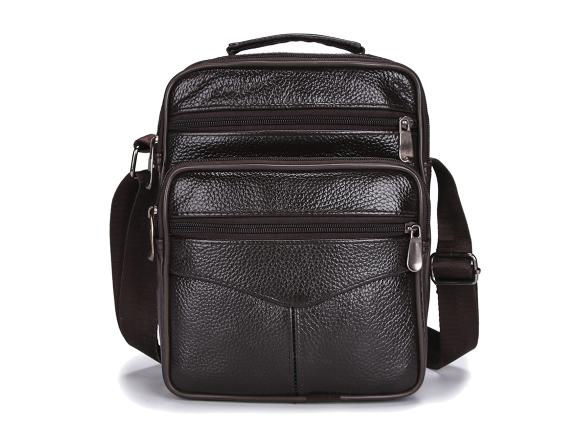 Bolso Hombro Empresarial De Piel Vacuna Negra Cremalleras Metálicas Gran Capacidad Para Viaje Y Trabajo
