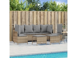 Conjunto de sofá de jardín de 5 piezas con cojines, mimbre sintético beige, Dkd Home Decor