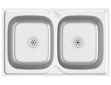 Fregadero VIDAXL Doble Seno Acero Inoxidable 800x500x155 mm
