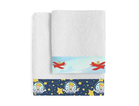 Juego de Toallas HAPPYFRIDAY Le Petit Prince Son Avion Multicolor 2 Piezas