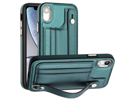 Funda Mobile Phone Cases Shockproof With Wrist para iPhone XR Piel Marrón