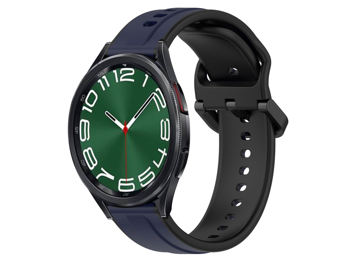 Correa de reloj inteligente para Samsung Galaxy Watch 6 Classic 47 mm 20 mm Bucle convexo de silicona de dos colores (azul medianoche + negro)