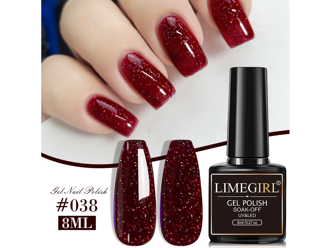 Gel de color para uñas, ideal para manicuras, gel funcional. Esmalte de uñas en gel con acabado nacarado y brillante en el tapón del frasco.