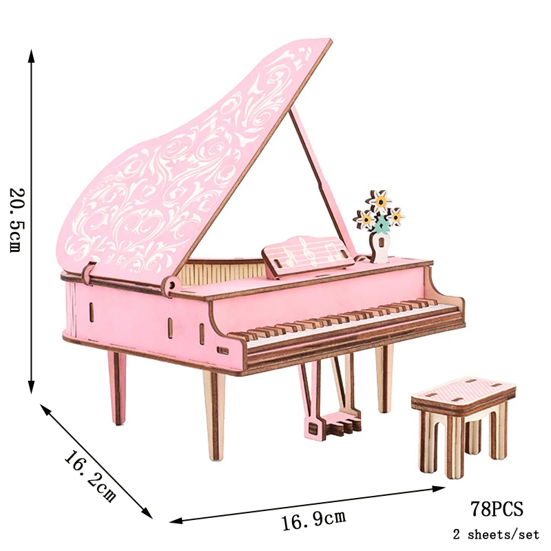 (piano) Juego De Rompecabezas De Piano De Madera 3d, Modelo Para Armar Tú Mismo