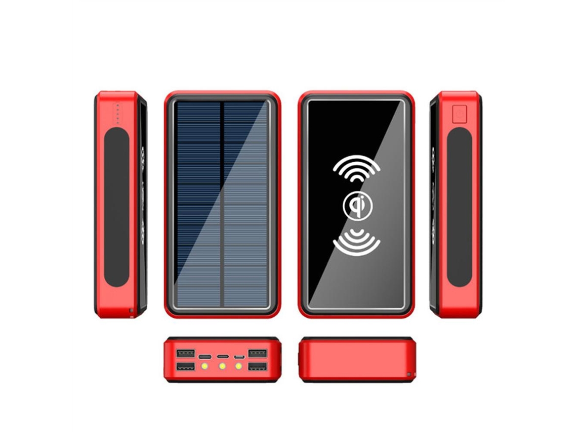 Cargador Solar Portátil De 100000 Mah, Batería Externa Inalámbrica Y Luz Led.