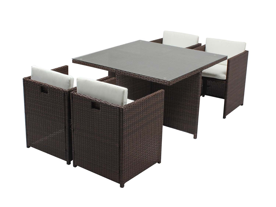 Conjunto de Comida CONCEPT U Miami 4 Personas em Brown Sprayed Resina Poly Rattan