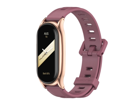 Correa de reloj inteligente para Xiaomi Mi Band 8 Mijobs Plus Correa de reloj de silicona con orificio plano (vino rojo oro rosa)