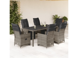 Conjunto de bistró de jardín con cojines de mimbre gris, Dkd Home Decor