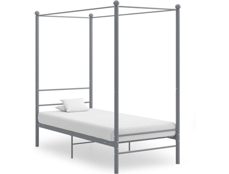 vidaXL Estructura de cama con dosel metal gris 90x200 cm