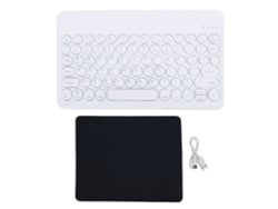 Teclado Sem Fio Bluetooth 10 Polegadas Com Teclas Redondas Ergonômico Para Computador Notebook Tablet Branco