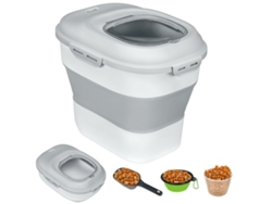 Recipiente Dobrável para Alimentos Secos, Capacidade Até 25 Kg, com Acessórios, 44 X 32 X 37 Cm, Cinza. VELTUS TRADE