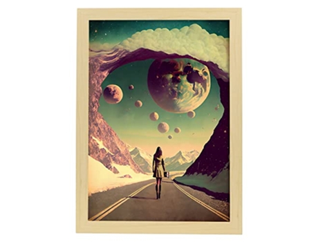 NACNIC Poster Universo En Estilo Surrealismo Cinematográfico Ilustraciones Y Grabados De Historieta Abstracta Y Artística A3 Marcos Madera