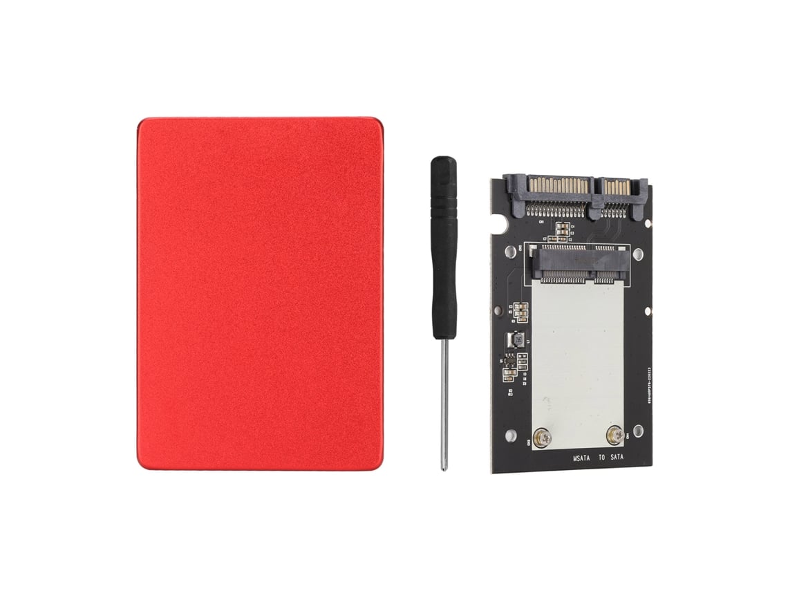 Adaptador SSD mSATA em liga de alumínio para SATA 3.0 6Gbps ultrafino para computador, vermelho.