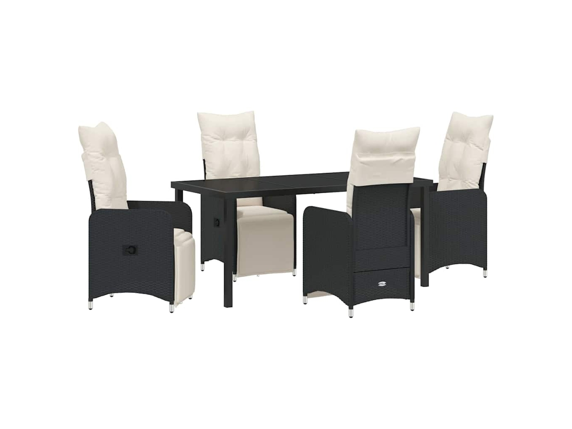 Maison Exclusive - Conjunto De Comedor De Jardín 5 Pcs Negro Ratán Sintético