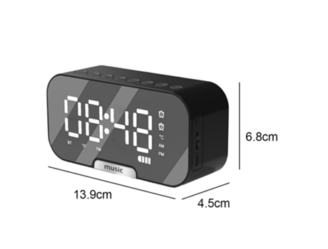 ELKUAIE Altavoz Bluetooth inalámbrico espejo reloj mini despertador