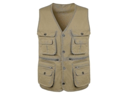 2026-chaleco Outdoor Hombre Ligero Con Cremallera Y Muchos Bolsillos Para Senderismo Caza Fotografía 2xl Caqui
