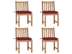 Sillas de jardín DKD Home Decor de 4 piezas con cojines, madera maciza de teca