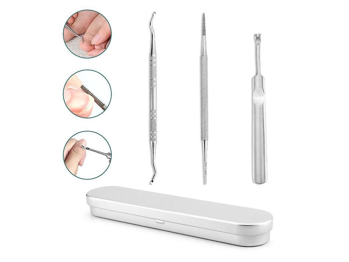 Juego De 3 Piezas Mejorado Para Uñas Encarnadas, Lima Y Extractor De Uñas Encarnadas, Herramientas De Tratamiento Podológico De Acero Inoxidable.