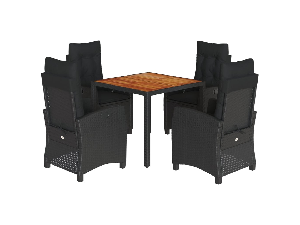 Maison Exclusive - Set De Muebles Jardín 5 Pzas Con Cojines Ratán Sintético Negro