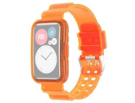 Correa TPU + PU para Huawei Watch Fit 2 - naranja transparente