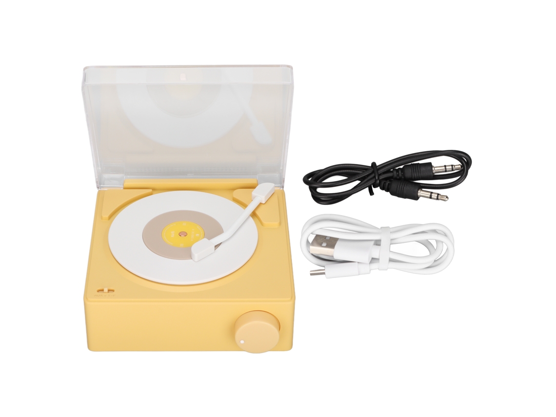 Reloj Despertador Bluetooth De 360 Grados Con Altavoz, Sonido Estéreo, Vinilo Retro, Amarillo X11