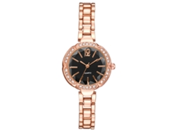 Reloj De Pulsera De Cuarzo Para Mujer Con Diamantes De Imitación, Brazalete De Aleación De Acero, Oro Rosa, Negro.