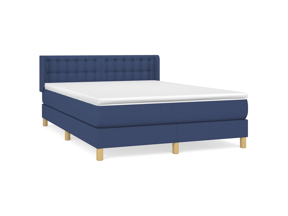 Maison Exclusive - Cama Box Spring Con Colchón Tela Azul 140x190 Cm