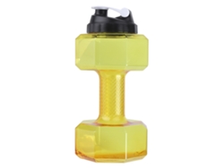 Botella de ejercicio con forma de mancuerna de gran capacidad para entrenamiento en el gimnasio, color amarillo