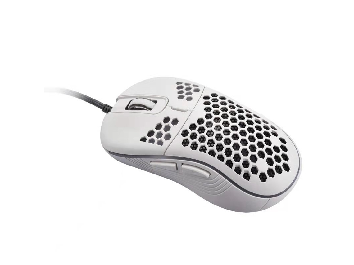 Ratón mecánico para juegos con cable Yizhood para oficina, con configuración de macro personalizada, ajustable, ligero, DPL, óptico, para deportes electrónicos, blanco