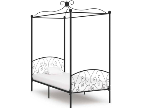 vidaXL Estructura de cama con dosel de metal negro 100x200 cm