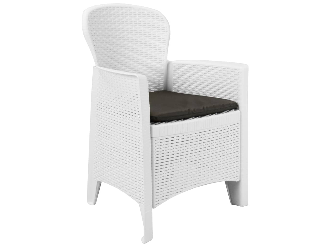 Maison Exclusive - Mesa Y Sillas De Jardín 3 Piezas Plástico Blanco Aspecto Ratán