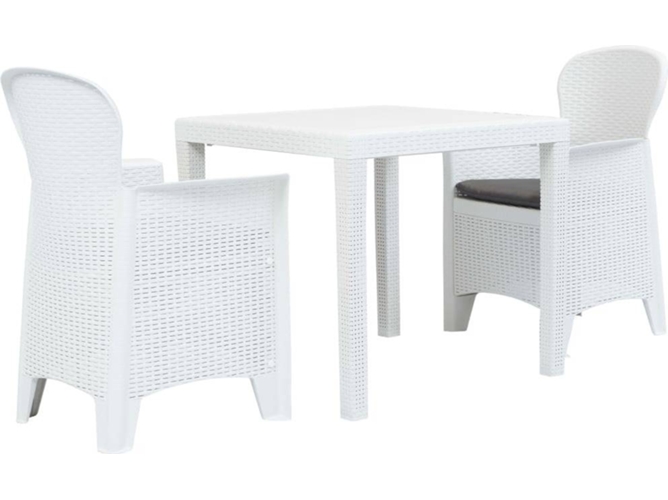 Conjunto 3 Muebles De Jardin VIDAXL Blanco Plástico