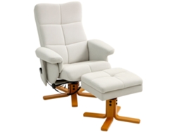 Sillón de masaje reclinable de 145° con reposapiés, color crema.