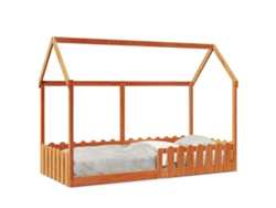 Cama infantil con forma de casa 90x190 cm pino macizo marrón miel Dkd Home Decor