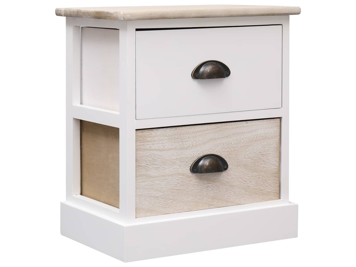 Maison Exclusive - Mesitas Noche 2 Uds Madera Paulownia Blanco Natural 38x28x45cm
