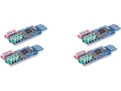 Tarjeta De Sonido Usb Con Chip Cm108, Serie De 4 Piezas, Sin Necesidad De Controladores, Color Azul.