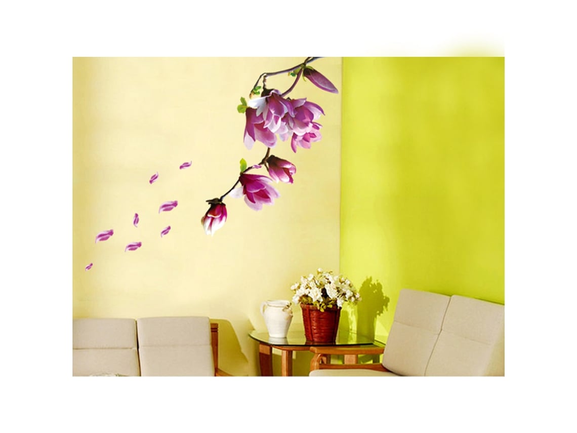 Pegatinas de pared removibles Baok con flores de magnolia, pegatinas decorativas de vinilo para el hogar.