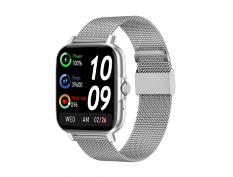 Smartwatch G21 Bluetooth 1 69 pulgadas con asistente de voz Silver Steel Belt