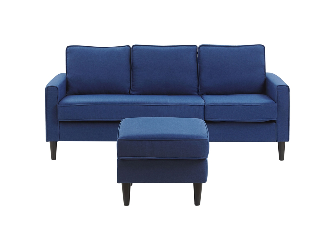 Sofá de 3 plazas BELIANI Avesta de Poliéster Azul 186x131x85