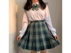 Falda plisada Rebe, estilo japonés, uniforme escolar de niña, talle alto, corte en línea A, cuadros, Nowcos XXL, Forest of Cards