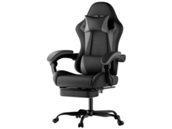Silla Ergonómica Para Videojuegos Con Soporte Lumbar Y Reposacabezas Ajustable, Color Negro Y Gris.