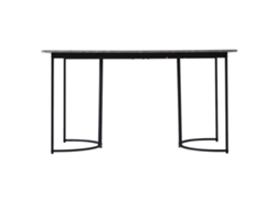 Mesa de comedor de 140 x 80 cm con patas ajustables, estructura de metal, chapa de mármol gris y negro Mobrio