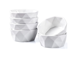 2026altiro-moldes De Porcelana De 237 Ml (8 Oz), Aptos Para Horno, Estilo Geométrico, Juego De 6, Blancos, Ideales Para Soufflé, Helado Y Aperitivos.