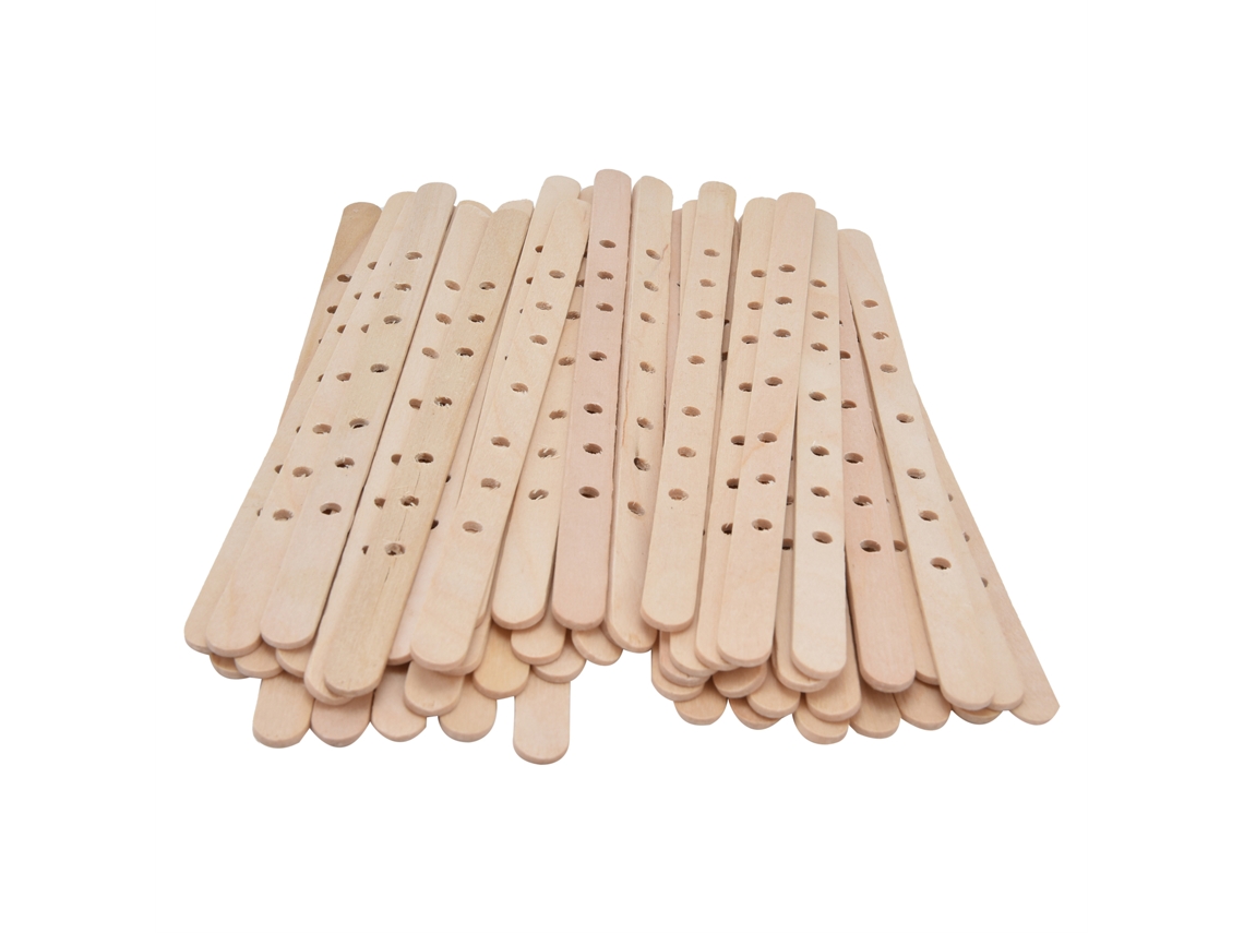 Baok - 50 piezas de moldes de madera reutilizables para velas, 180 x 10 mm, 7 agujeros, herramienta de centrado.