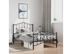Estructura Cama Sin Colchón Con Estribo Metal Negro 100x190 Cm
