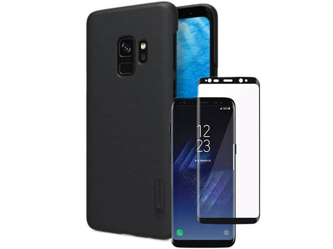 Kit Carcasa y Protector Cristal 5D Samsung Galaxy S9+ SlimShield Negro